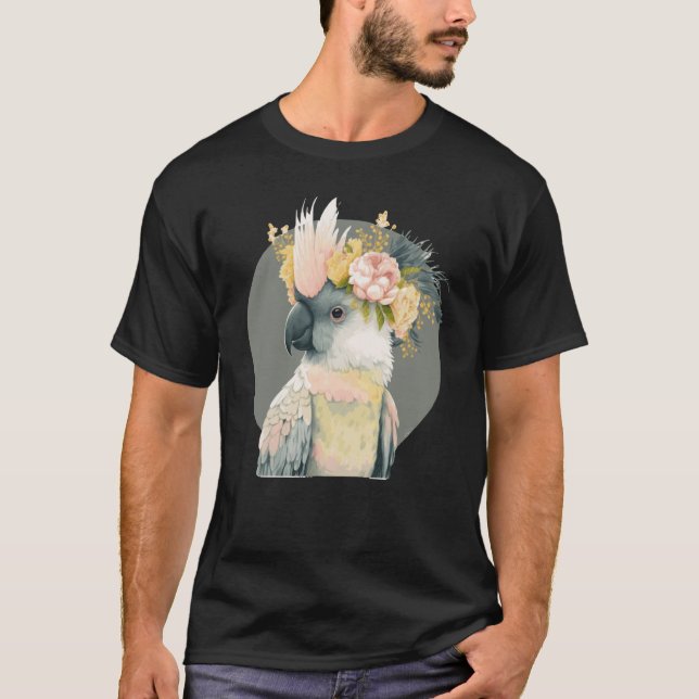 Cute Cockatoo Parrot Bird Flower Crown Pet Birds T-Shirt (Vorderseite)