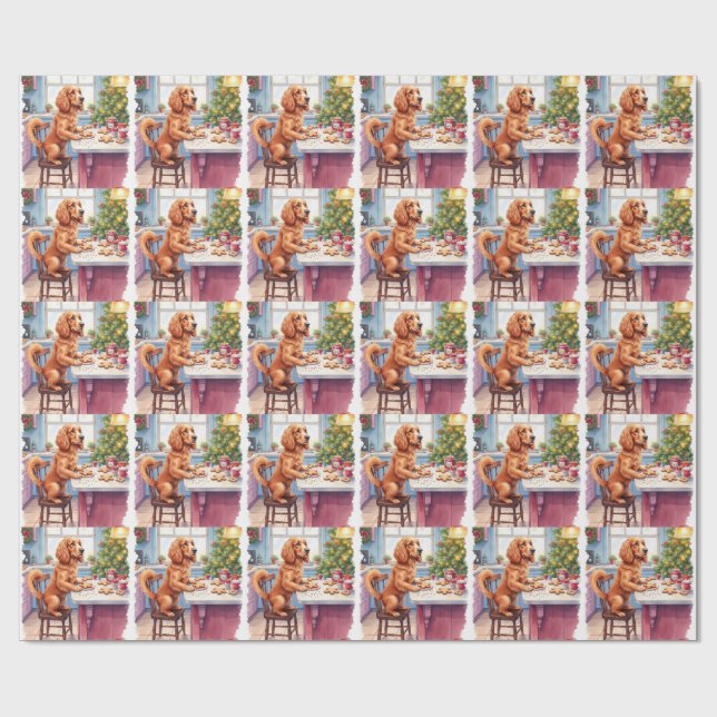 Cute Cocker Spaniel Gingerbread Baking Christmas Geschenkpapier (Flach)