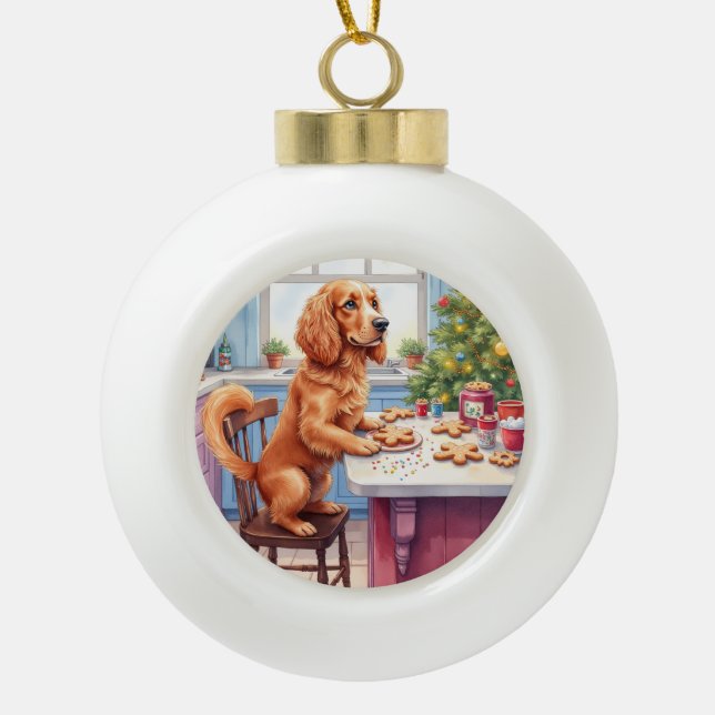 Cute Cocker Spaniel Gingerbread Baking Christmas Keramik Kugel-Ornament (Vorderseite)