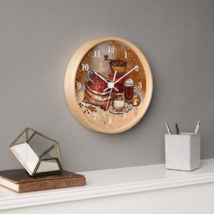 cute coffee bar decor Large Clock Uhr