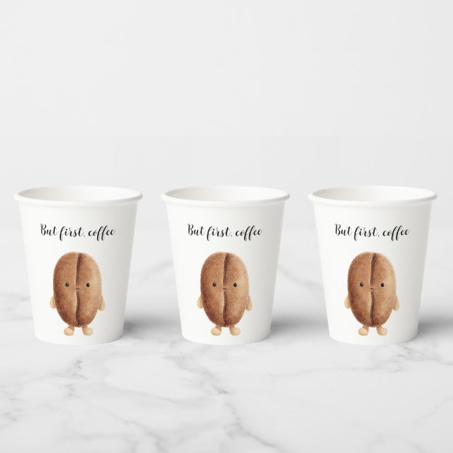Cute Coffee Bean, aber zuerst Kaffee Pappbecher (Multi)