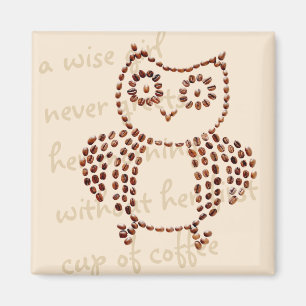 Cute Coffee Bean Owl Bird Magnet