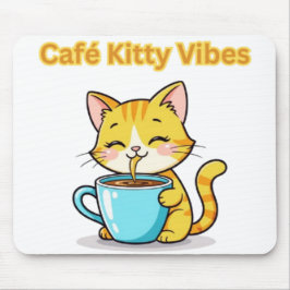 **Cute Coffee Cat – Adorable Cat Drinking Coffee I Mousepad