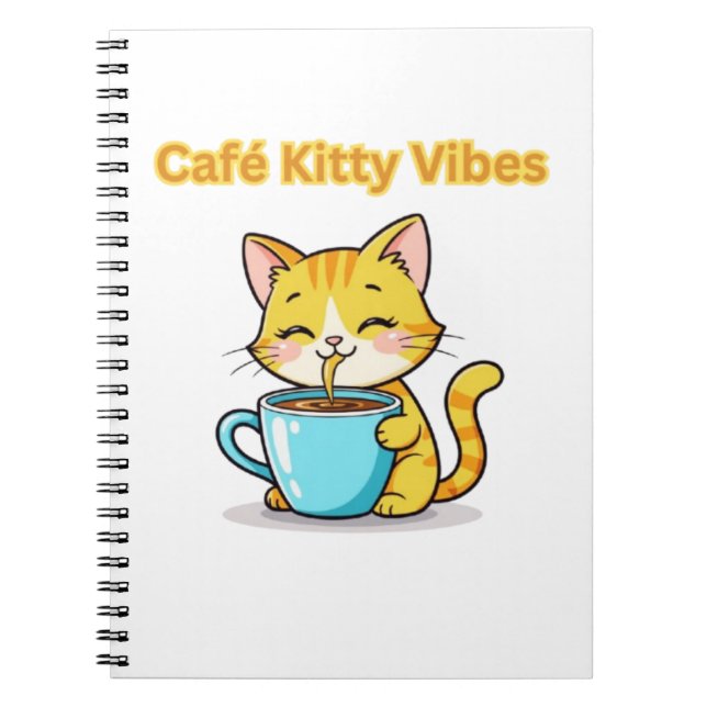 **Cute Coffee Cat – Adorable Cat Drinking Coffee I Notizblock (Vorderseite)