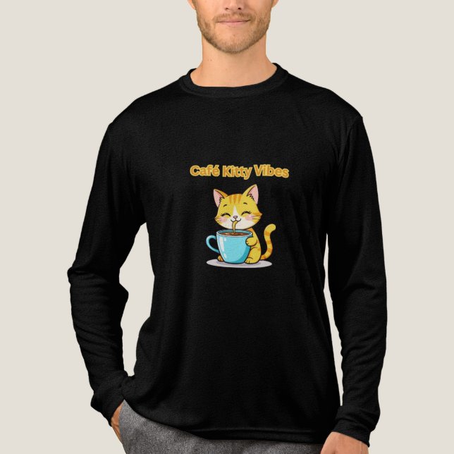 **Cute Coffee Cat – Adorable Cat Drinking Coffee I Tri-Blend Shirt (Vorderseite)