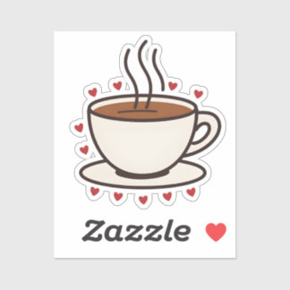 Cute Coffee Cup Heart Aufkleber