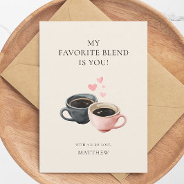Cute Coffee Cups Watercolor Hearts Valentine's Day Feiertagskarte