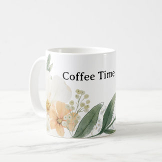 Cute CoffeeTime Teacup. Modern Minimalist Floral Kaffeetasse