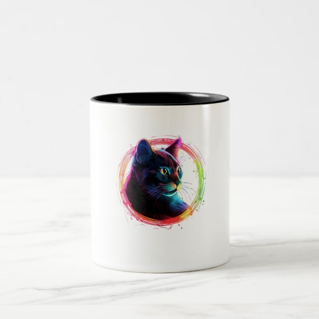 cute color full cat design  zweifarbige tasse (Mittel)