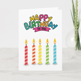Cute Colorful Birthday Candles Greeting Card Karte