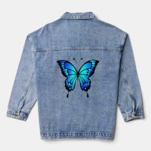 Cute Colorful Blue Butterfly Jeansjacke