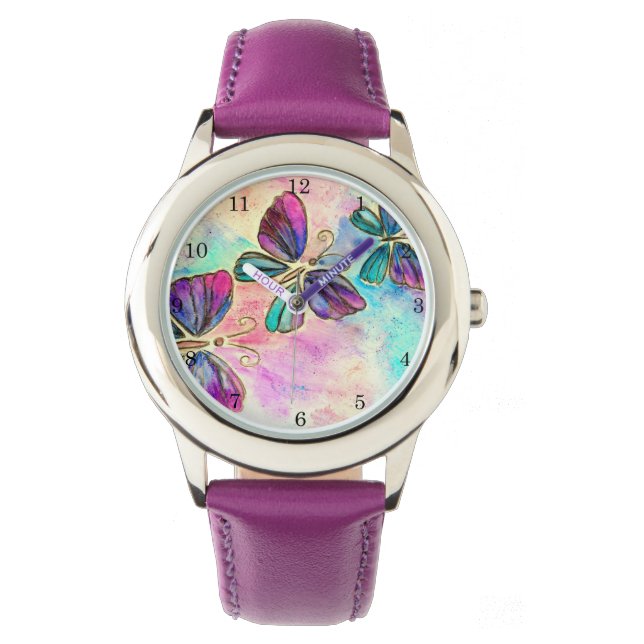 Cute Colorful Butterflies - Armbanduhr (Vorderseite)