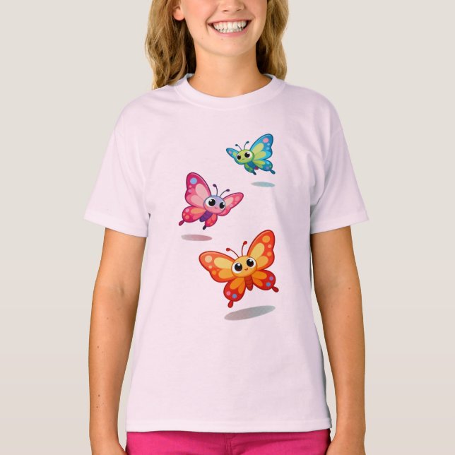 Cute Colorful Butterflies Kids T-Shirt (Vorderseite)
