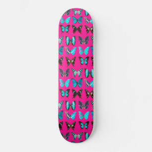 Cute Colorful Butterfly Pattern Pink Skateboard