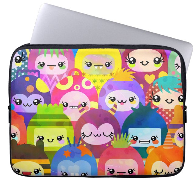 Cute Colorful Cartoon People Characters Laptopschutzhülle (Vorderseite)