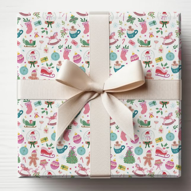 Cute Colorful Christmas Geschenkpapier (Cute Whimsical Colorful Holiday Christmas Wrapping Paper by Painted Paperie
)