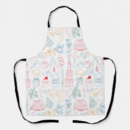 Cute Colorful Christmas Hand Drawn Doodle Pattern Schürze