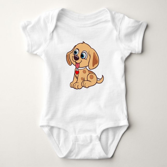 Cute Colorful Dog Baby Bodysuit – Adorable Puppy Strampler (Vorderseite)