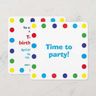 Cute & Colorful Dots Kids Birthday Party Einladung