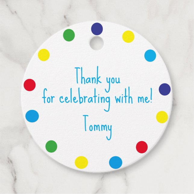 Cute Colorful Dots Kids Thank You Geschenkanhänger (Vorderseite)