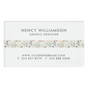 Cute Colorful Flowers Pattern Namenschild