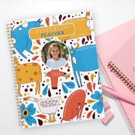 Cute Colorful Handrawing animals Custom Name Photo Planer