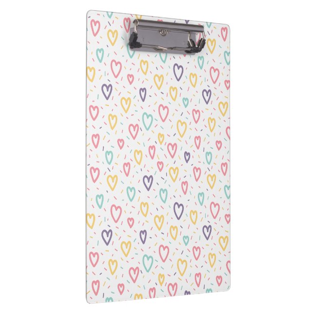 Cute Colorful Hearts Clipboard  Klemmbrett (Rechts)