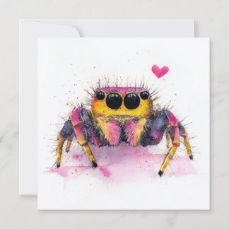 Cute Colorful Jumping Spider Greeting Card Feiertagskarte