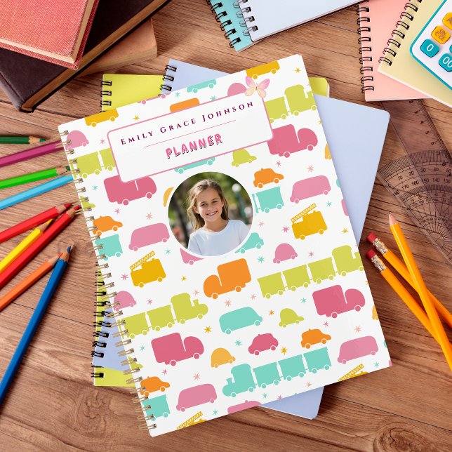 Cute Colorful Kids Background Custom Name Photo Planer (Von Creator hochgeladen)