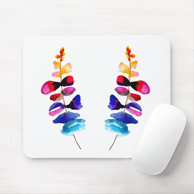 Cute colorful leaves watercolor mousepad (Mit Mouse)
