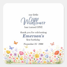 Cute Colorful Little Wildflower 1st Birthday Party