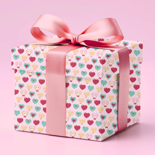Cute Colorful Modern Love Heart Pattern Geschenkpapier (Von Creator hochgeladen)