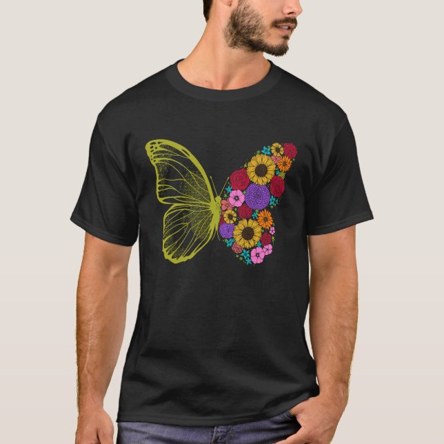 Cute Colorful Monarch Butterfly Flower  Butterflie T-Shirt (Vorderseite)