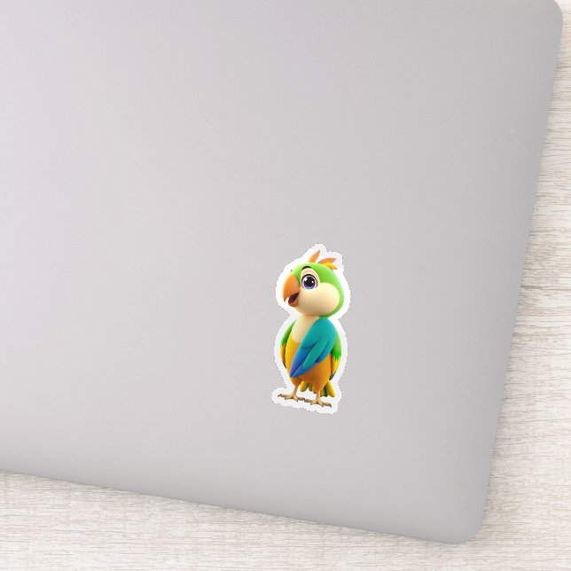 Cute Colorful Parrot Sticker (Detail)