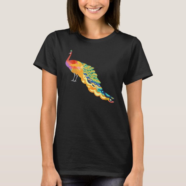 Cute Colorful Peacock  Cute Birds Animal  Graphic T-Shirt (Vorderseite)
