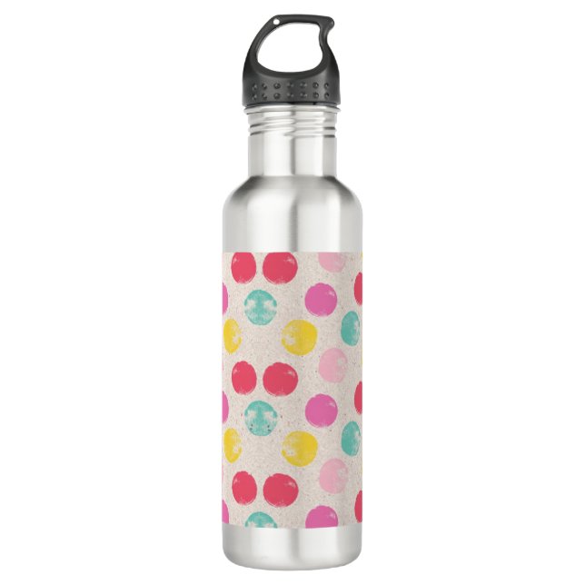 Cute Colorful Polka Dot Pattern Edelstahlflasche (Vorderseite)