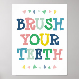 Cute Colorful Putze deine Zähne Lustiges Kinderbad Poster