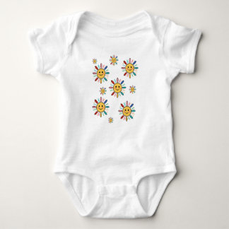 Cute Colorful Smiling Sun Illustration Baby Strampler