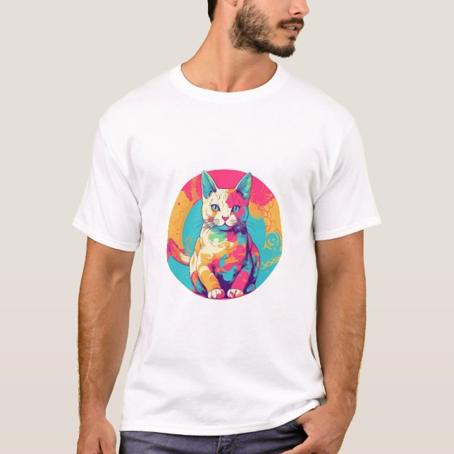 cute colorfull cat design  T-Shirt (Vorderseite)