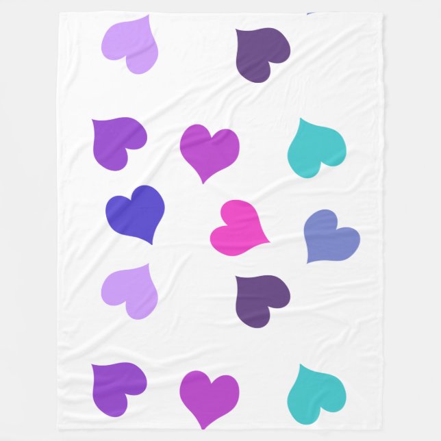 Cute colourful hearts fleecedecke (Vorderseite)