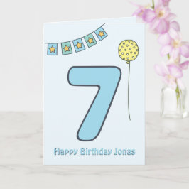 Cute Colourful Kids' 7th Birthday Postcard Karte