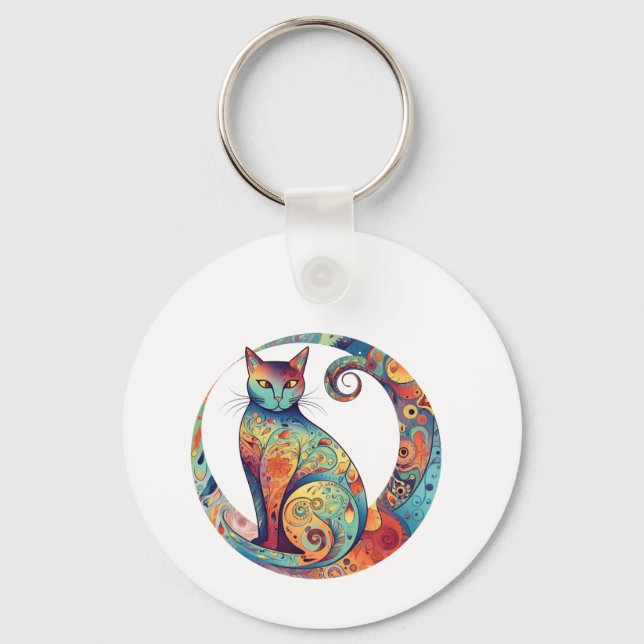 cute colurful cat design  schlüsselanhänger (Vorderseite)