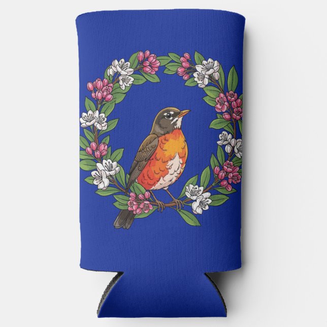 Cute Connecticut Bird With Kalmia latifolia Selters Dosenkühler (Vorderseite)