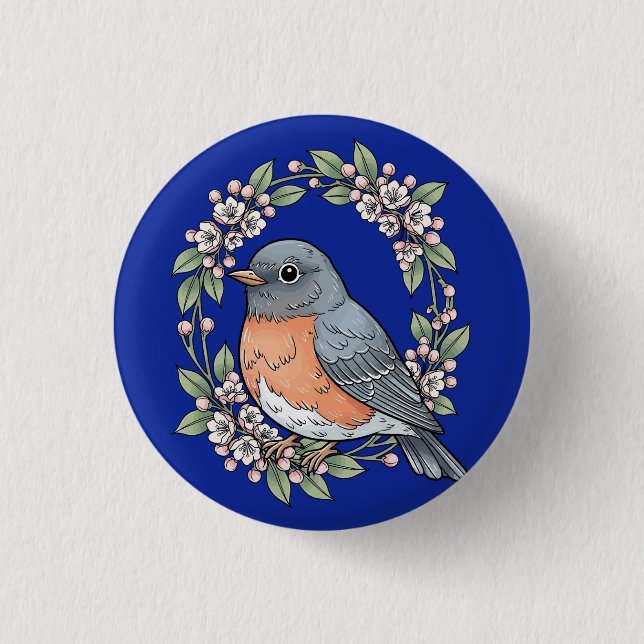 Cute Connecticut Bird With Mountain Laurel Button (Vorderseite)