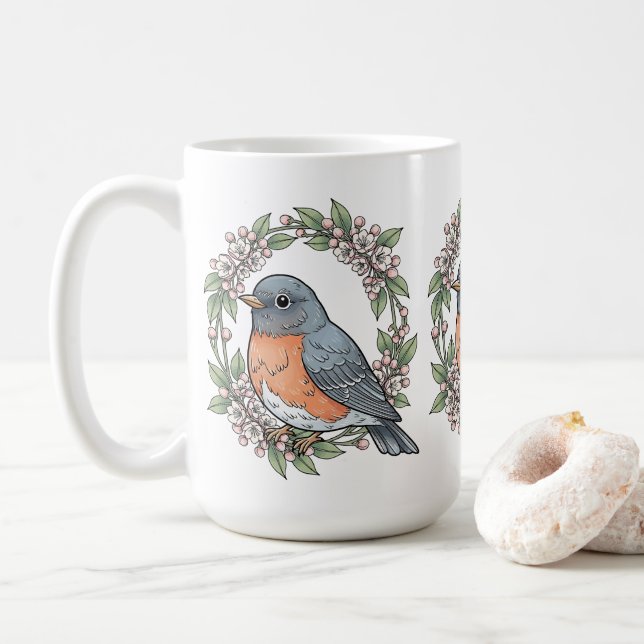 Cute Connecticut Bird With Mountain Laurel Kaffeetasse (Mit Donut)