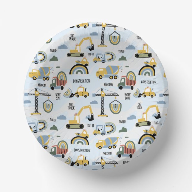 Cute Construction Themed Birthday Party Pappteller (Vorderseite)