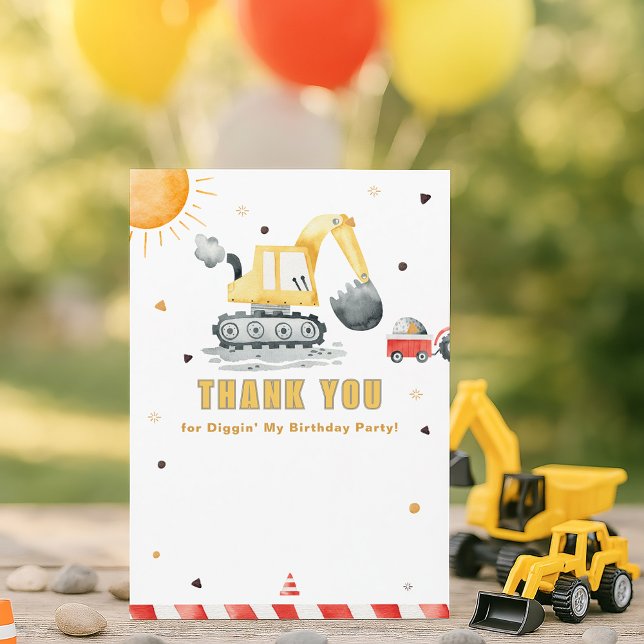 Cute Construction Truck Birthday Thank You Card (Von Creator hochgeladen)