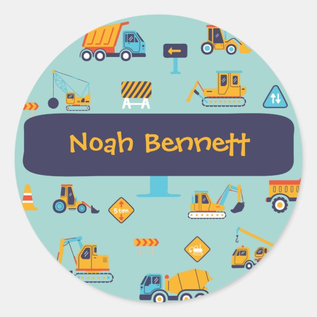 Cute Construction Vehicle Stickers for Boys (Vorderseite)