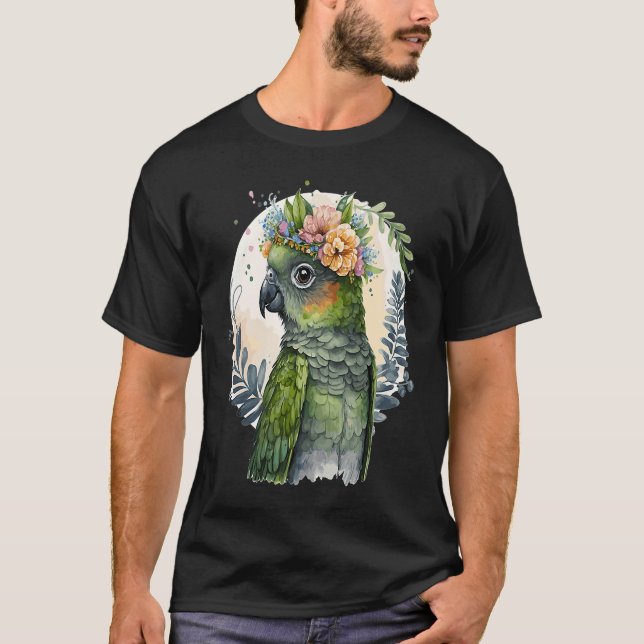 Cute Conure Parrot Bird Flower Crown Pet Birds T-Shirt (Vorderseite)