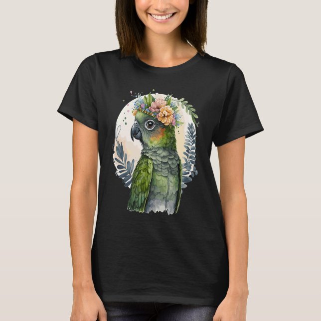 Cute Conure Parrot Bird Flower Crown Pet Birds T-Shirt (Vorderseite)